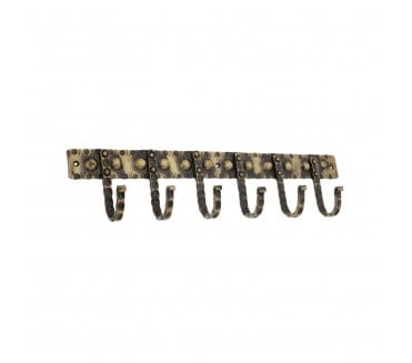 Spira Brass Wall Mounted Coat Rack - Dotted 6 Hooks - Antique Brass