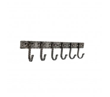 Spira Brass Wall Mounted Coat Rack - Dotted 6 Hooks - Pewter Effect