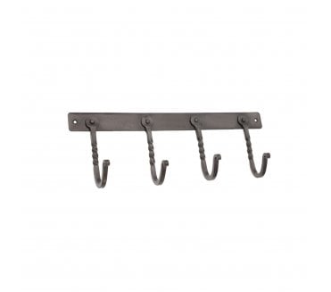 Spira Brass Wall Mounted Coat Rack - Twisted 4 Hooks - Pewter Effect