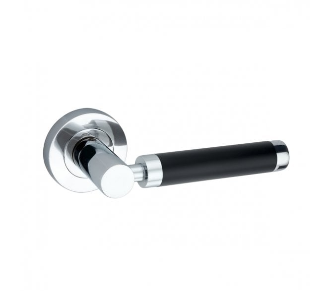 Spira Brass Zest Lever On Round Rose - Polished Chrome/Black
