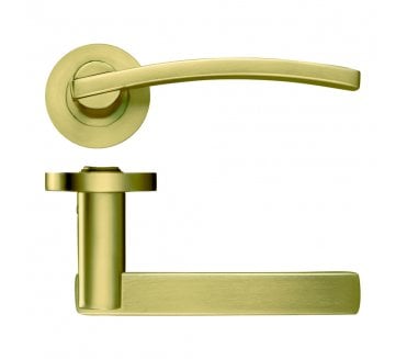 Stanza Adria Designer Door Handles on Rose - Favo Satin Brass