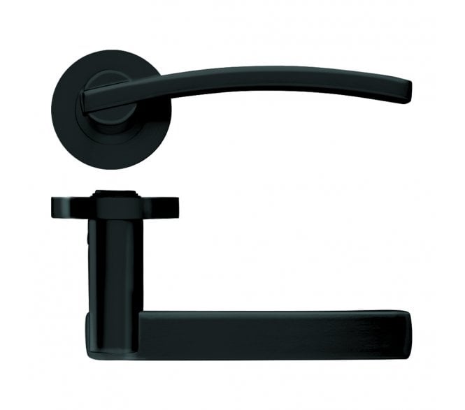 Stanza Adria Designer Door Handles on Rose - Oscuro Matt Black