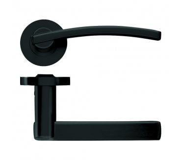 Stanza Adria Designer Door Handles on Rose - Oscuro Matt Black