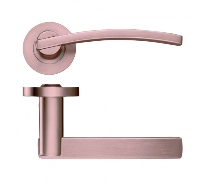 Stanza Adria Designer Door Handles on Rose - Tuscan Rose Gold