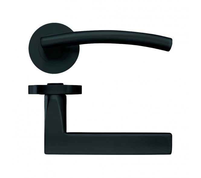 Stanza Amalfi Designer Door Handles on Rose - Oscuro Matt Black