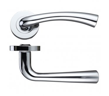 Stanza Florence Door Handles On Round Rose - Polished Chrome