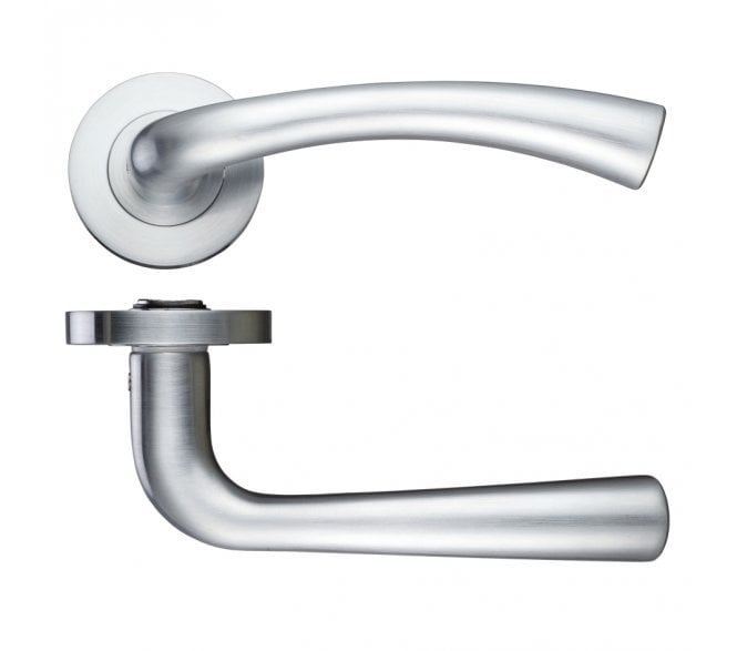 Stanza Florence Door Handles On Round Rose - Satin Chrome