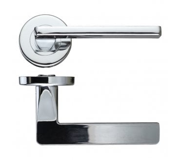Stanza Leon Contract Door Handles On Round Rose - Polished Chrome