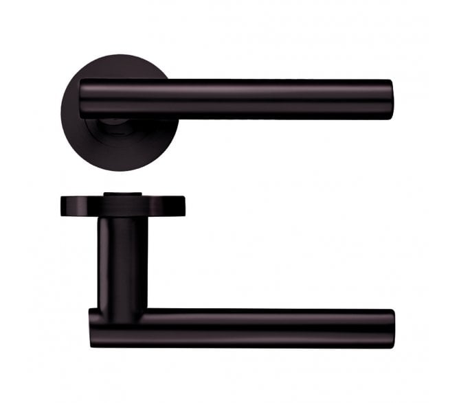 Stanza Lucca Designer Door Handles on Rose - Etna Bronze
