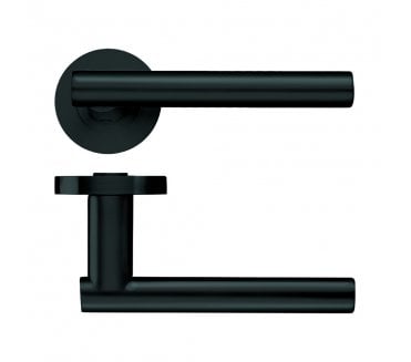 Stanza Lucca Designer Door Handles on Rose - Oscuro Matt Black