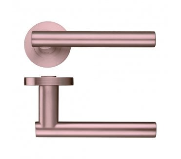 Stanza Lucca Designer Door Handles on Rose - Tuscan Rose Gold