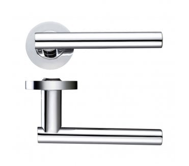 Stanza Lucca Door Handles On Round Rose - Polished Chrome
