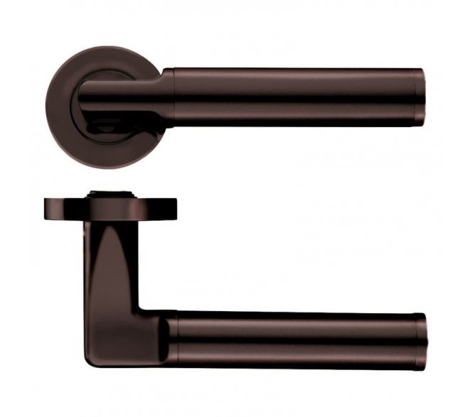 Stanza Milan Designer Door Handles on Rose - Etna Bronze