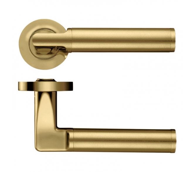 Stanza Milan Designer Door Handles on Rose - Favo Satin Brass
