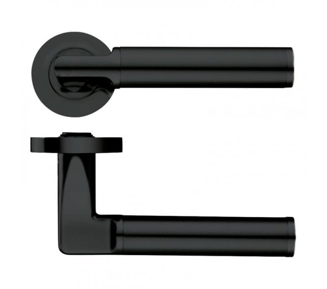 Stanza Milan Designer Door Handles on Rose - Oscuro Matt Black
