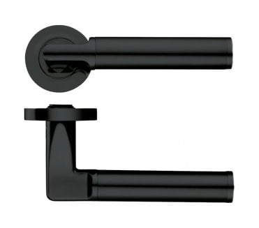 Stanza Milan Designer Door Handles on Rose - Oscuro Matt Black