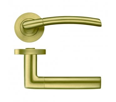 Stanza Olympus Designer Door Handles on Rose - Favo Satin Brass