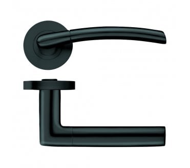 Stanza Olympus Designer Door Handles on Rose - Oscuro Matt Black