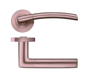 Stanza Olympus Designer Door Handles on Rose - Tuscan Rose Gold
