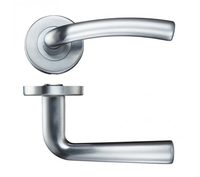Stanza Seville Door Handles On Round Rose - Satin Chrome