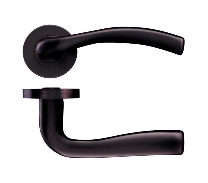 Stanza Siena Designer Door Handles on Rose - Etna Bronze
