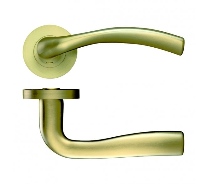 Stanza Siena Designer Door Handles on Rose - Favo Satin Brass