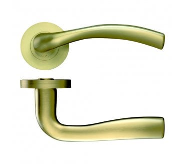 Stanza Siena Designer Door Handles on Rose - Favo Satin Brass