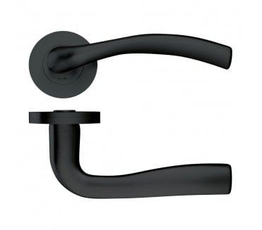 Stanza Siena Designer Door Handles on Rose - Oscuro Matt Black
