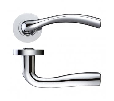 Stanza Siena Door Handles On Round Rose - Polished Chrome