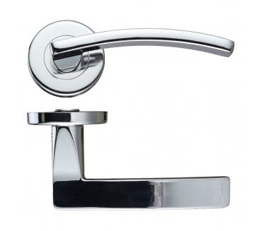 Stanza Toledo Door Handles On Round Rose - Polished Chrome