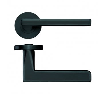 Stanza Venice Designer Door Handles on Rose - Oscuro Matt Black