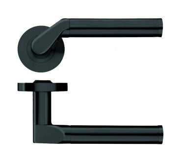 Stanza Venus Designer Door Handles on Rose - Oscuro Matt Black