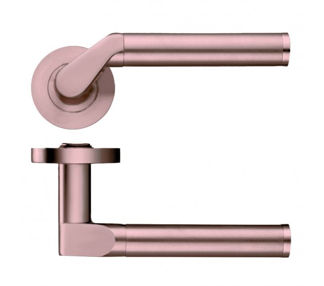 Stanza Venus Designer Door Handles on Rose - Tuscan Rose Gold