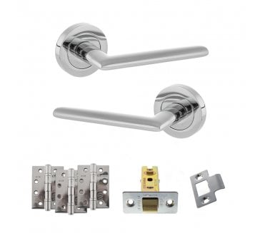 STATUS Alabama Door Handle Latch Pack (4 Fire Rated Hinges x3) - Polished Chrome
