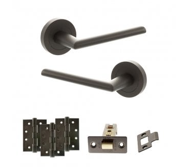 STATUS Alabama Door Handle Latch Pack (4 Fire Rated Hinges x3) - Urban Dark Bronze