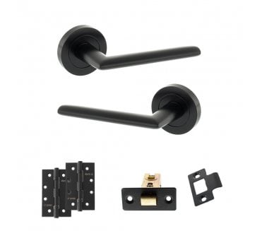 STATUS Alabama Door Handle Latch Pack (4 Slim Knuckle Hinges x2) - Matt Black