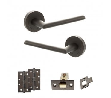 STATUS Alabama Door Handle Latch Pack (4 Slim Knuckle Hinges x2) - Urban Dark Bronze