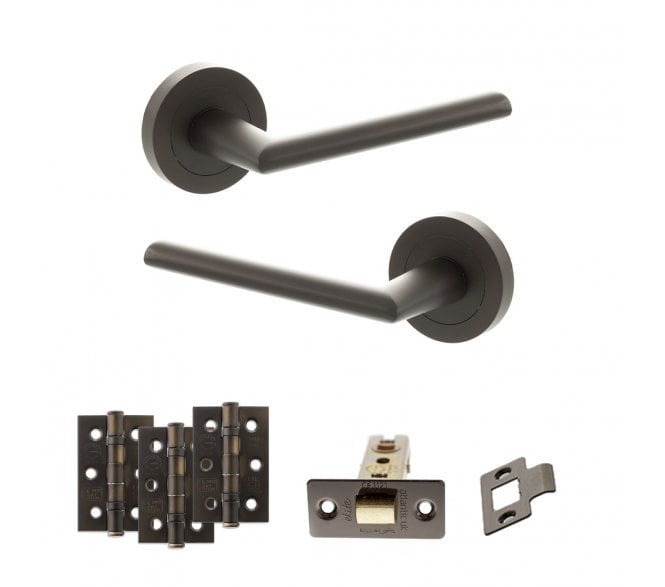 STATUS Alabama Door Handle Latch Pack (3 Ball Bearing Hinges x3) - Urban Dark Bronze