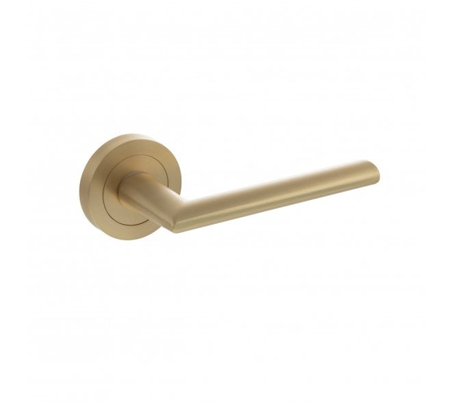 STATUS Alabama Lever Door Handle on Round Rose - Satin Brass