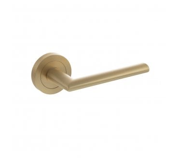 STATUS Alabama Lever Door Handle on Round Rose - Satin Brass