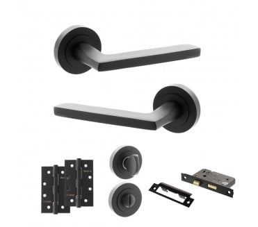 STATUS Alaska Door Handle  Bathroom Pack (4 Slim Knuckle Hinges x2) - Matt Black