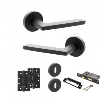 STATUS Alaska Door Handle Lock Pack (4 Slim Knuckle Hinges x2) - Matt Black
