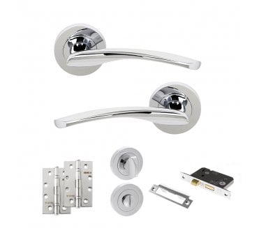 STATUS Arizona Door Handle Bathroom Pack (4 Slim Knuckle Hinges x2) - Polished Chrome