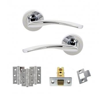 STATUS Arizona Door Handle Latch Pack (3 Ball Bearing Hinges x3) - Polished Chrome