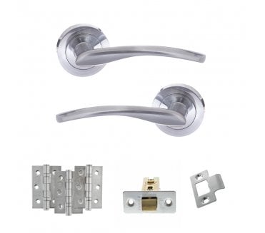 STATUS Arizona Door Handle Latch Pack (3 Ball Bearing Hinges x3) - Satin Chrome