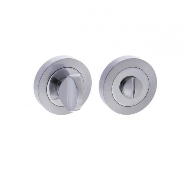 STATUS Bathroom Turn & Release on Round Rose - Satin Chrome/Polished Chrome