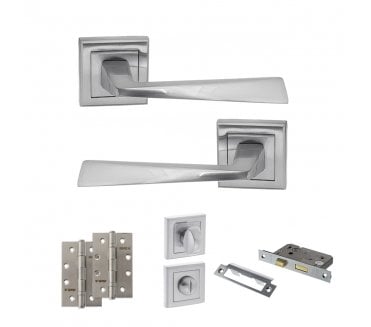 STATUS California Door Handle Bathroom Pack (4 Slim Knuckle Hinges x2) - Satin Chrome