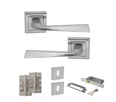 STATUS California Door Handle Lock Pack (4 Slim Knuckle Hinges x2) - Satin Chrome