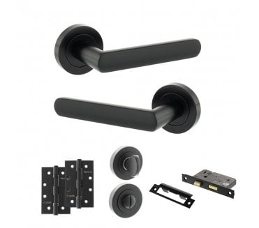 STATUS Carolina Door Handle Bathroom Pack (4 Slim Knuckle Hinges x2) - Matt Black