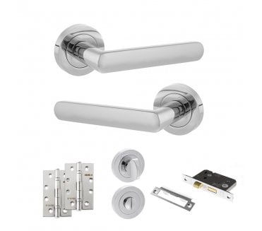 STATUS Carolina Door Handle Bathroom Pack (4 Slim Knuckle Hinges x2) - Polished Chrome